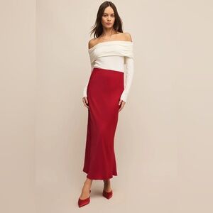 Z Supply Europa Maxi Skirt in Haute Red Brand New with Tags Size XS